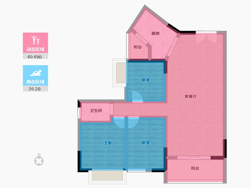 贵州省-遵义市-中凯华府-80.25-户型库-动静分区