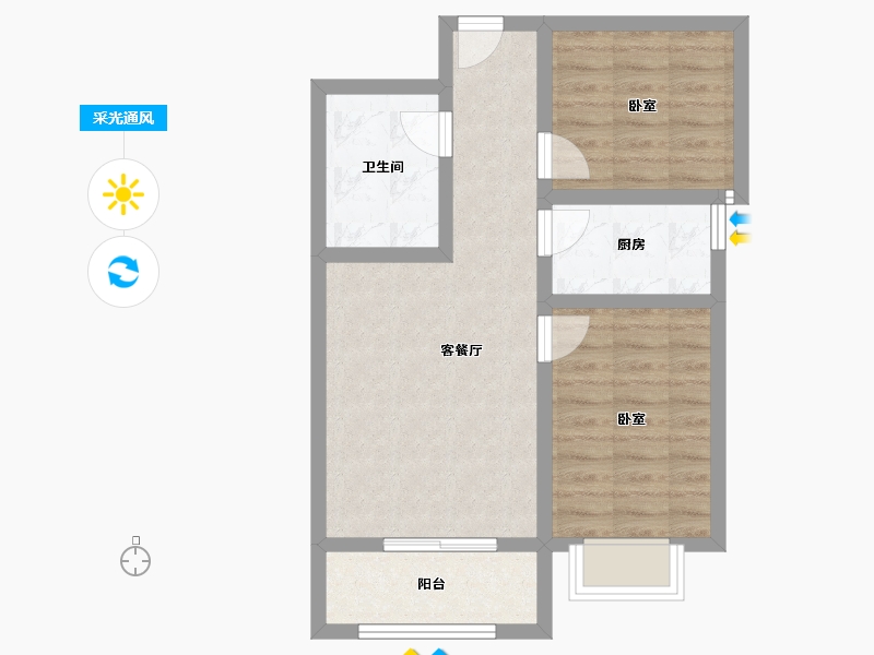 山西省-临汾市-御福华园-58.48-户型库-采光通风