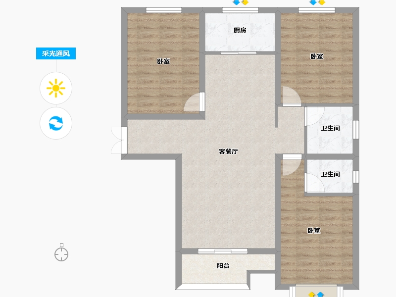 河北省-邢台市-香悦四季-90.60-户型库-采光通风