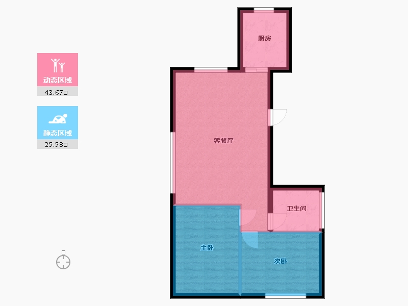 内蒙古自治区-包头市-阳光上城·玫瑰谷-62.89-户型库-动静分区