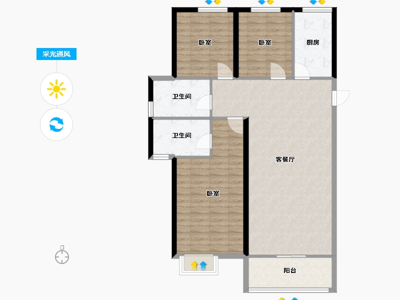 河北省-邢台市-美的国宾府-104.95-户型库-采光通风