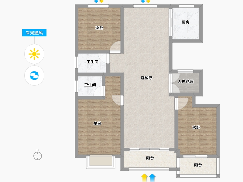 山西省-临汾市-华门壹号-106.95-户型库-采光通风