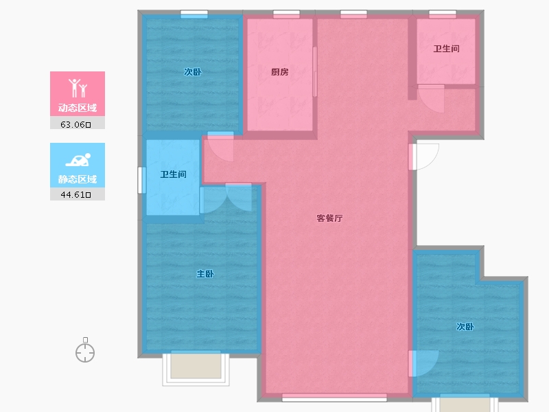 内蒙古自治区-呼和浩特市-城发绿园-96.55-户型库-动静分区