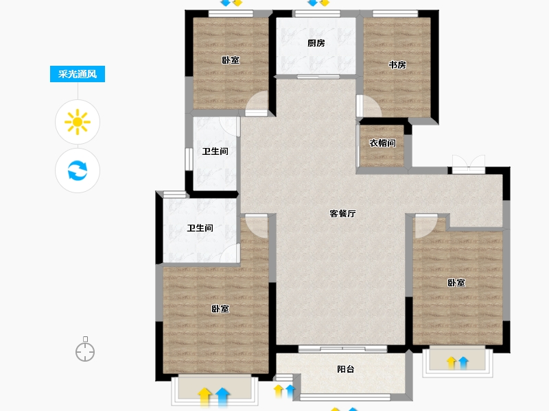 河北省-邯郸市-美的剑桥郡-113.00-户型库-采光通风