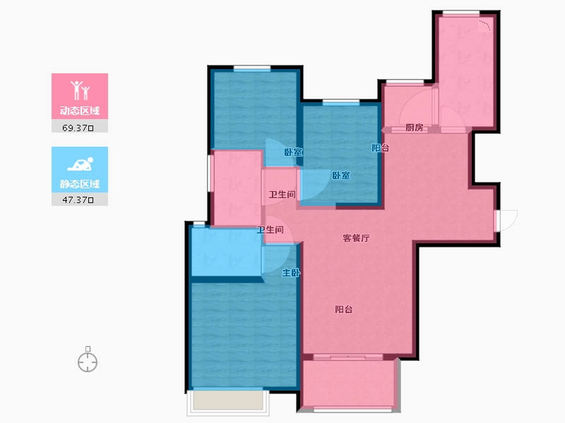 内蒙古自治区-包头市-恒大名都-104.19-户型库-动静分区