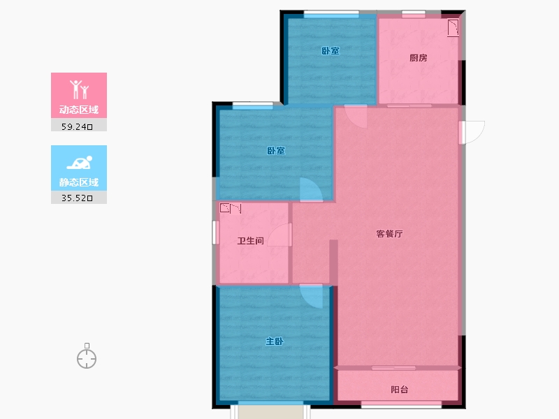 内蒙古自治区-呼和浩特市-呼和浩特恒大悦府-86.00-户型库-动静分区