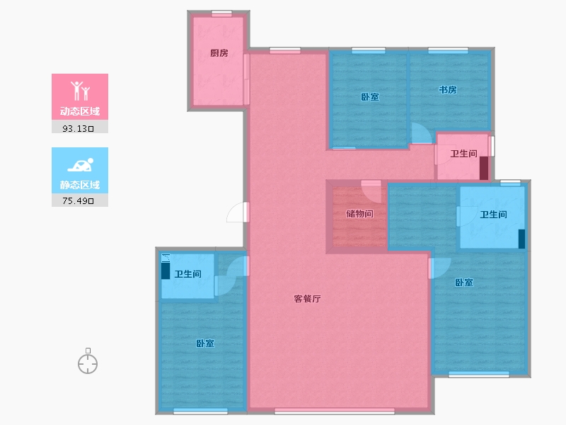 内蒙古自治区-呼和浩特市-中实·玺樾府-152.00-户型库-动静分区