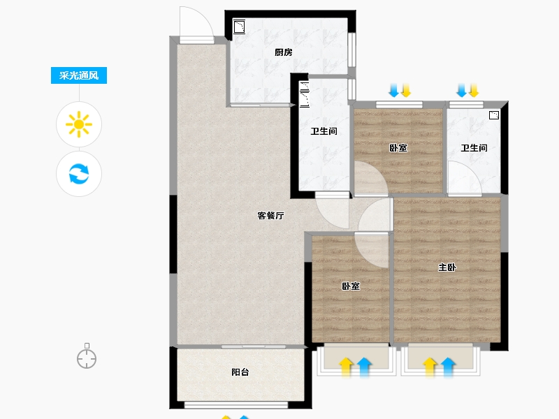 内蒙古自治区-呼和浩特市-呼和浩特恒大悦府-102.00-户型库-采光通风