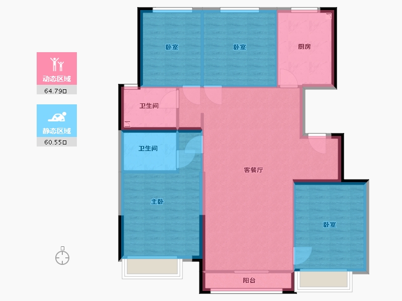 内蒙古自治区-呼和浩特市-呼和浩特恒大悦府-114.00-户型库-动静分区