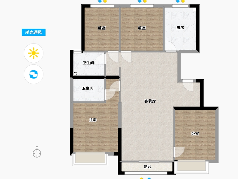 内蒙古自治区-呼和浩特市-呼和浩特恒大悦府-114.00-户型库-采光通风