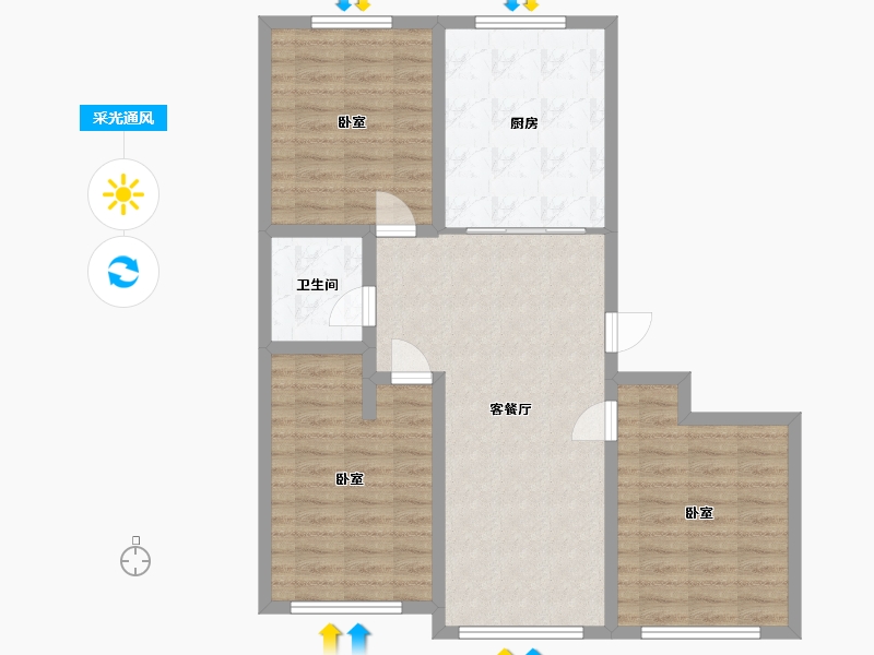 内蒙古自治区-赤峰市-翡翠明珠-86.20-户型库-采光通风