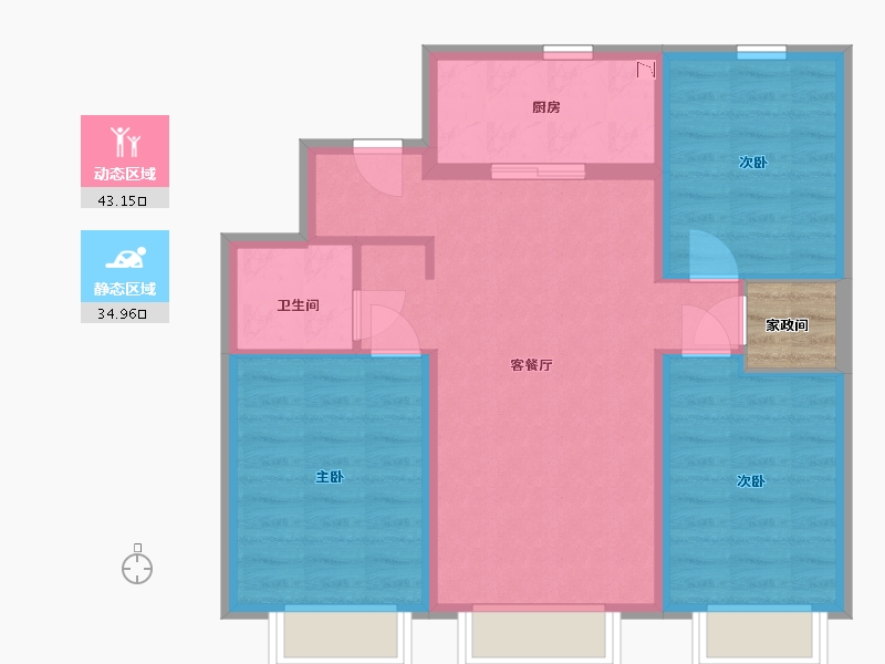 内蒙古自治区-包头市-万科城-71.69-户型库-动静分区