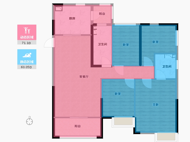 内蒙古自治区-呼和浩特市-呼和浩特恒大悦府-118.00-户型库-动静分区