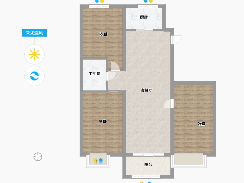 河北省-廊坊市-盛德紫悦府-86.40-户型库-采光通风