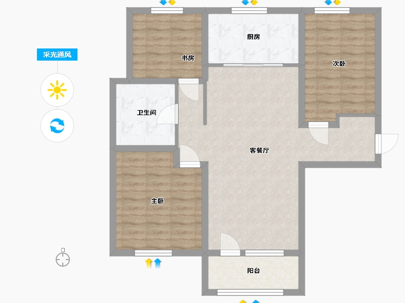 河北省-廊坊市-荣盛·阿尔卡迪亚·高铁新干线帝品御居-84.00-户型库-采光通风