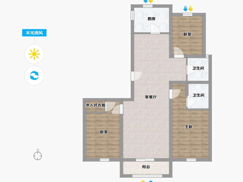 内蒙古自治区-包头市-青山枫景-87.83-户型库-采光通风