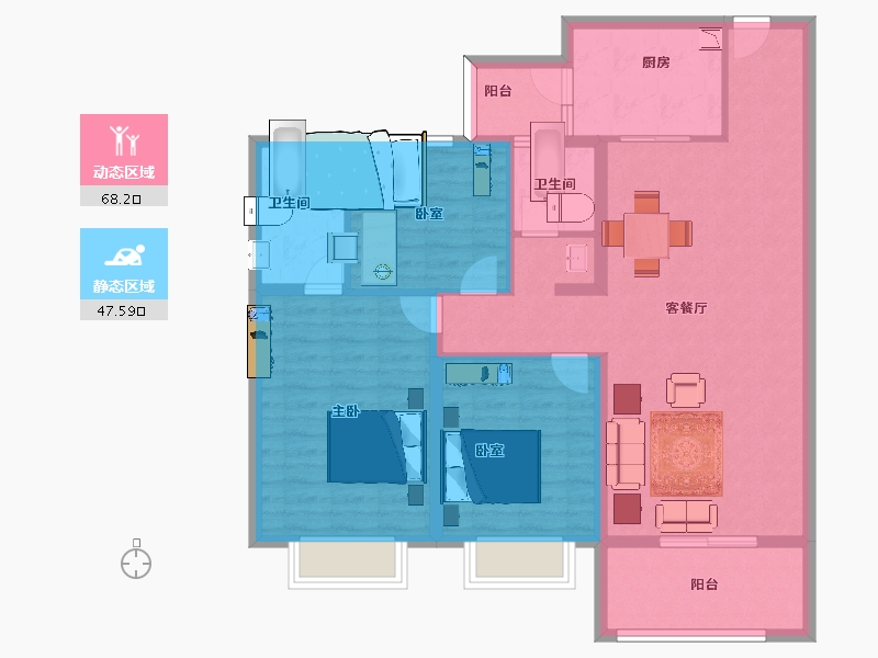 河北省-邯郸市-碧桂园・天汇湾-104.00-户型库-动静分区