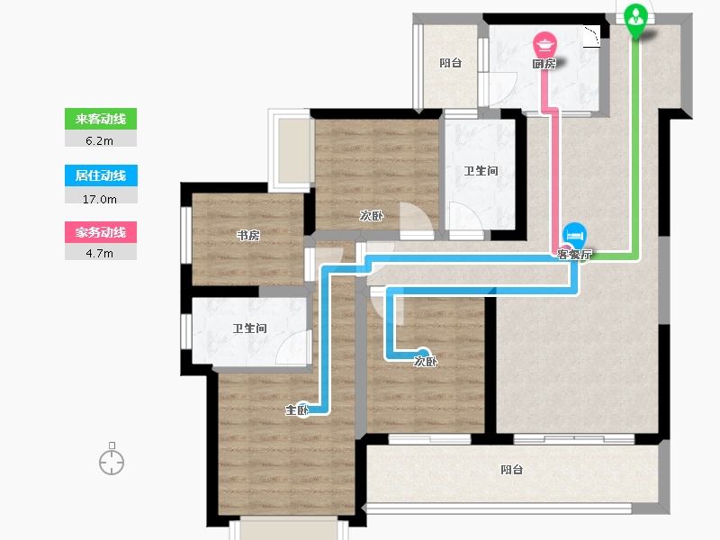 云南省-玉溪市-金科·桃李郡-95.26-户型库-动静线