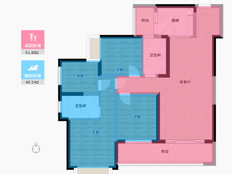 云南省-玉溪市-金科·桃李郡-95.26-户型库-动静分区