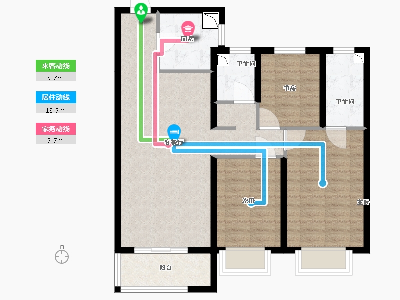 山西省-太原市-当代城ΜΟΜΛ-75.16-户型库-动静线