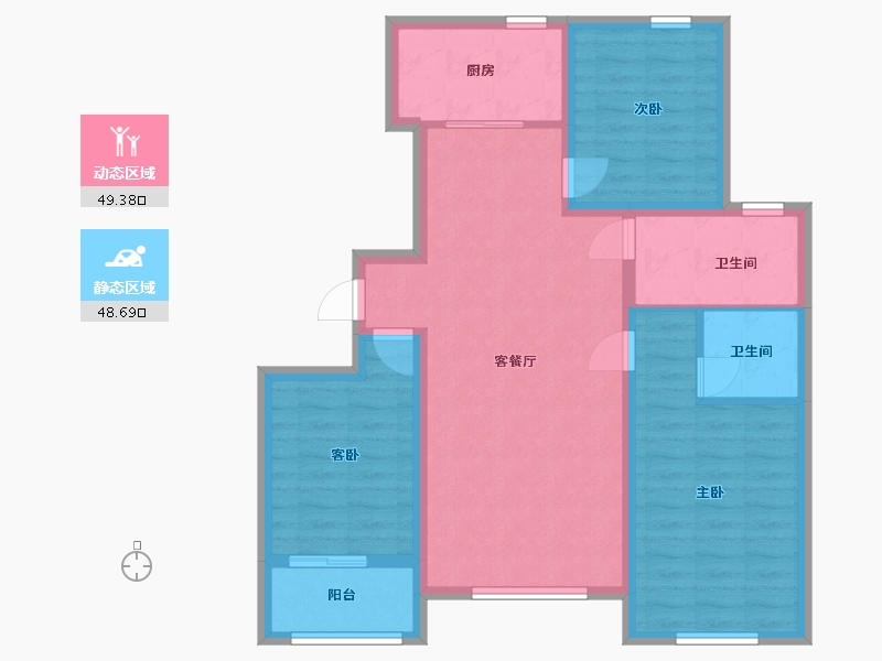 河北省-沧州市-一世界书香华府-87.59-户型库-动静分区