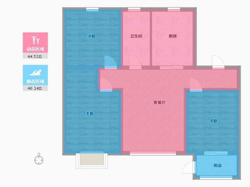 河北省-沧州市-金域华城-80.55-户型库-动静分区