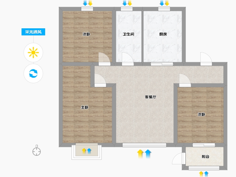 河北省-沧州市-金域华城-80.55-户型库-采光通风