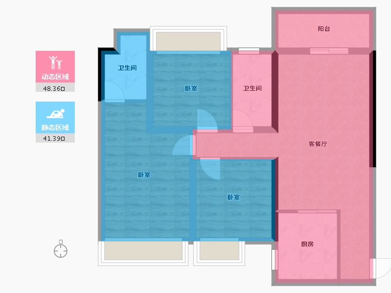 云南省-昆明市-兴港上锦湾-79.50-户型库-动静分区