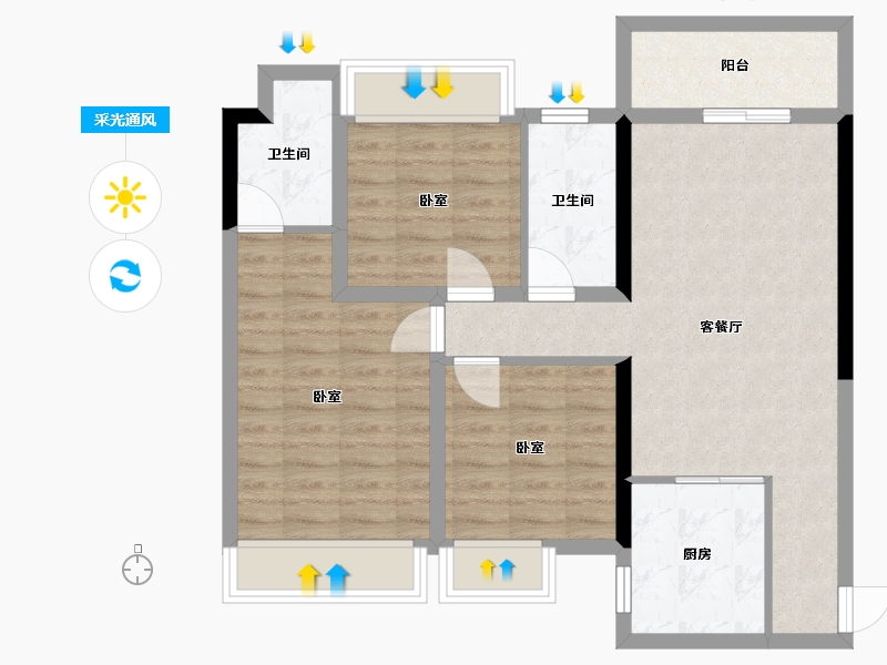 云南省-昆明市-兴港上锦湾-79.50-户型库-采光通风