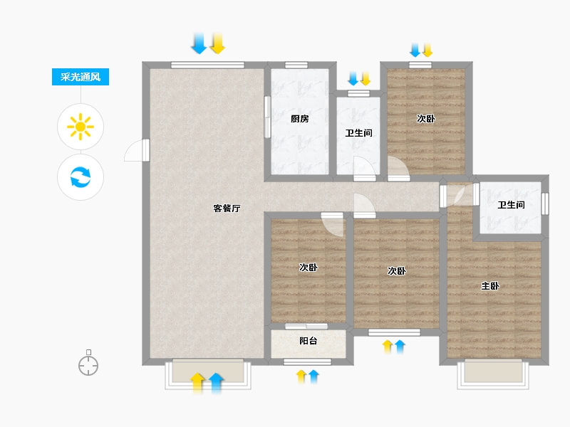 河北省-沧州市-一世界书香华府-117.23-户型库-采光通风