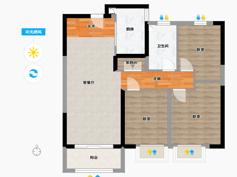 山西省-太原市-保利心语-75.18-户型库-采光通风