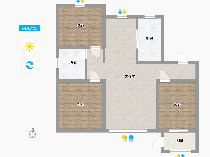 河北省-沧州市-金域华城-83.49-户型库-采光通风