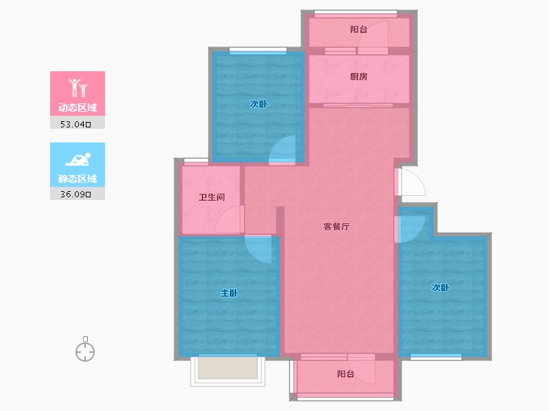 河北省-唐山市-华明壹號-78.96-户型库-动静分区