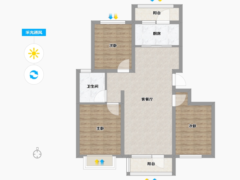 河北省-唐山市-华明壹號-78.96-户型库-采光通风