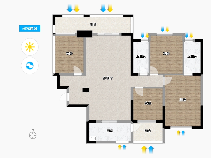 广西壮族自治区-桂林市-宏湖中央城-127.17-户型库-采光通风