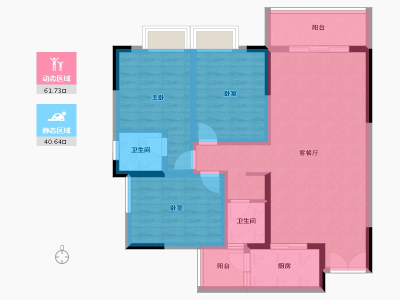 贵州省-遵义市-中凯华府-90.44-户型库-动静分区