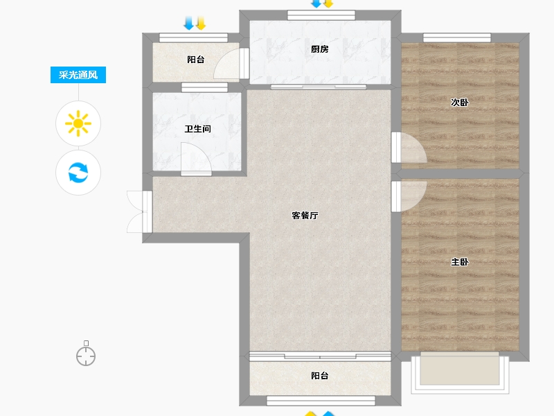 河北省-承德市-中瑞北欧云著-69.07-户型库-采光通风