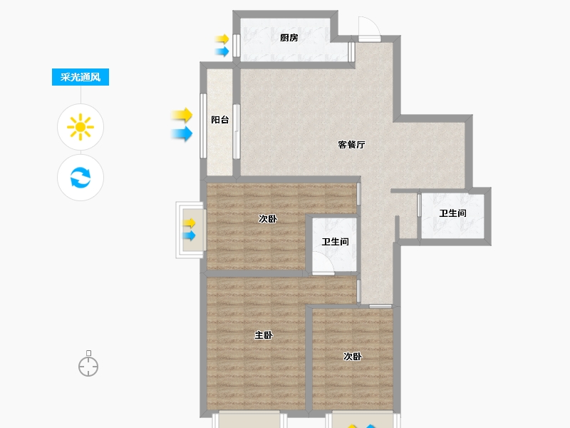 河北省-廊坊市-盛达铂宫二期-91.77-户型库-采光通风