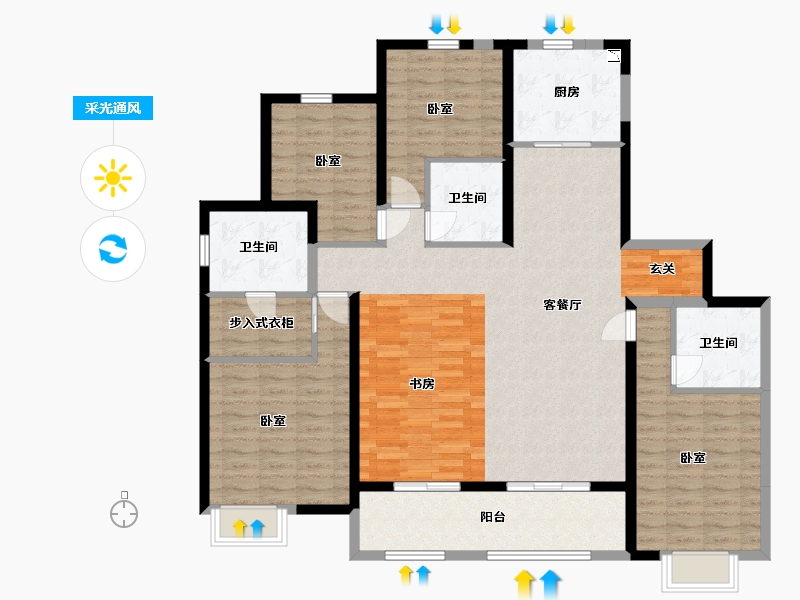 山西省-太原市-保利心语-141.86-户型库-采光通风