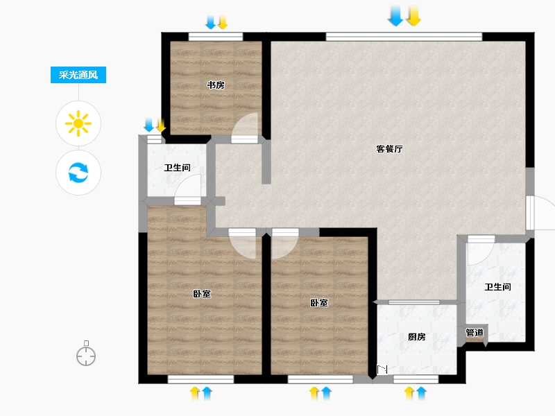 山西省-大同市-御龙庭三期-97.89-户型库-采光通风