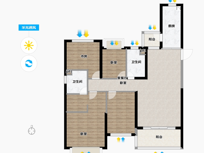 河北省-邯郸市-邯郸恒大悦府-114.11-户型库-采光通风