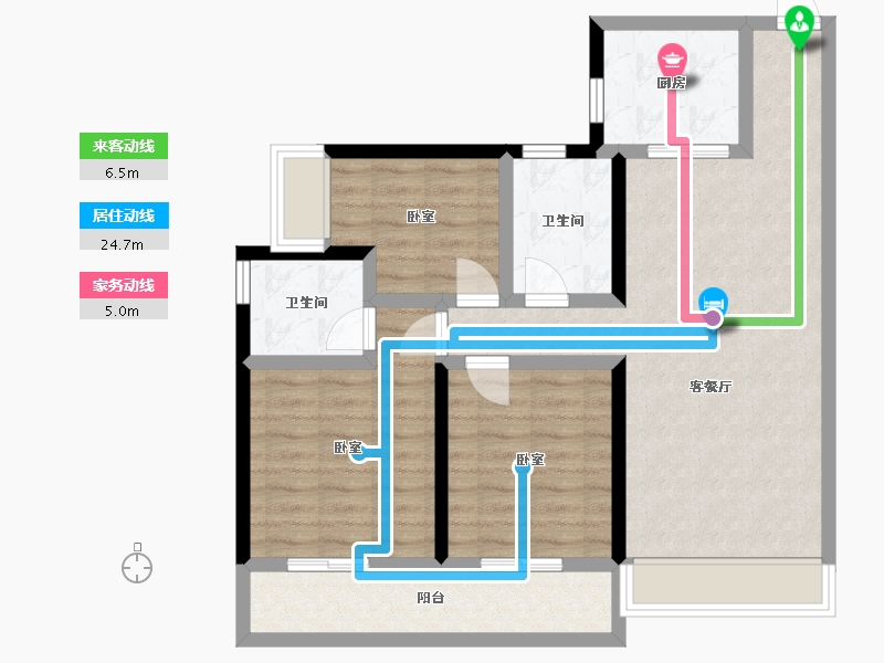 云南省-昆明市-兴港上锦湾-86.61-户型库-动静线