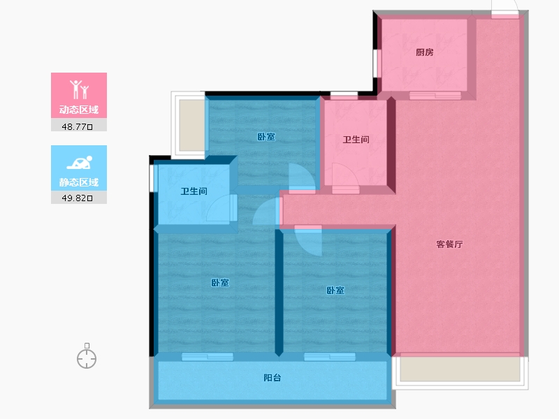 云南省-昆明市-兴港上锦湾-86.61-户型库-动静分区