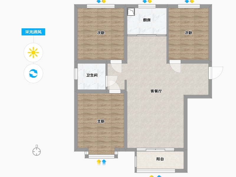 河北省-保定市-泽龙阳光美居-84.00-户型库-采光通风