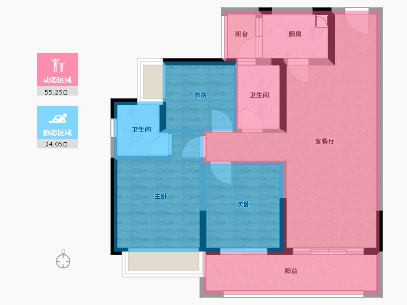 云南省-玉溪市-金科·桃李郡-79.00-户型库-动静分区