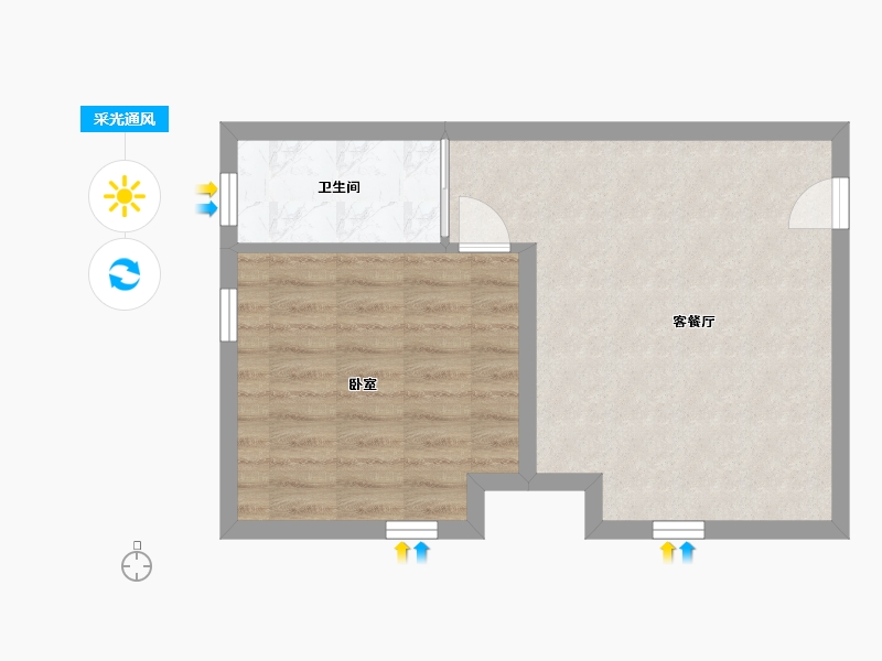 山西省-太原市-美地新领寓-44.00-户型库-采光通风