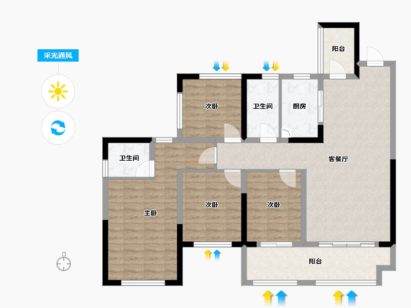 广西壮族自治区-桂林市-宏湖中央城-106.31-户型库-采光通风