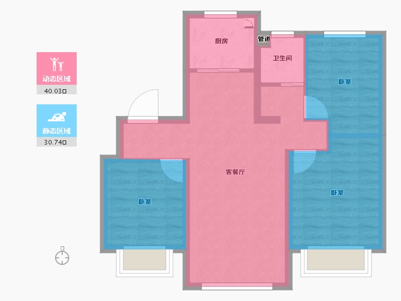 河北省-邯郸市-金科碧桂园翡翠郡-62.93-户型库-动静分区