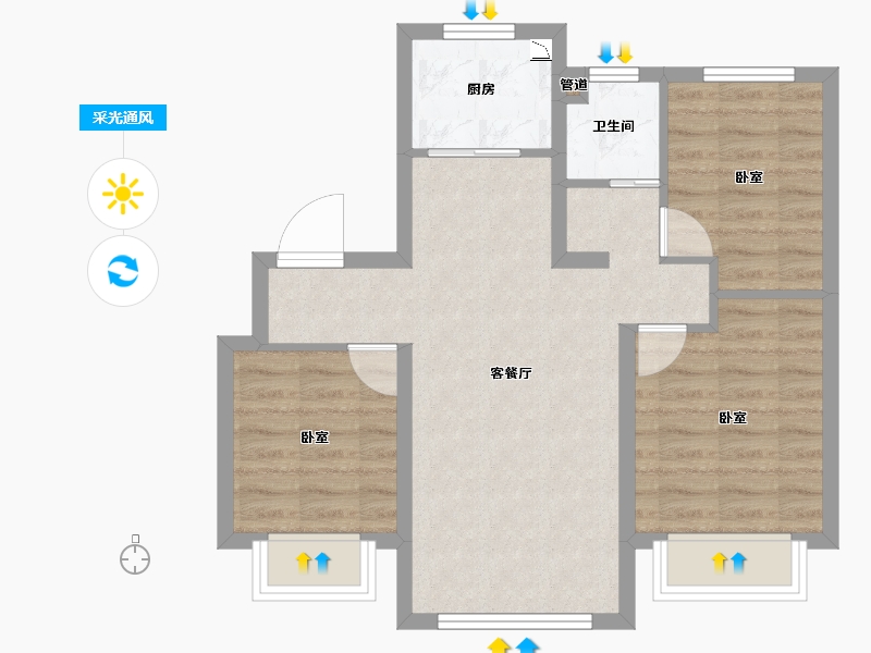 河北省-邯郸市-金科碧桂园翡翠郡-62.93-户型库-采光通风