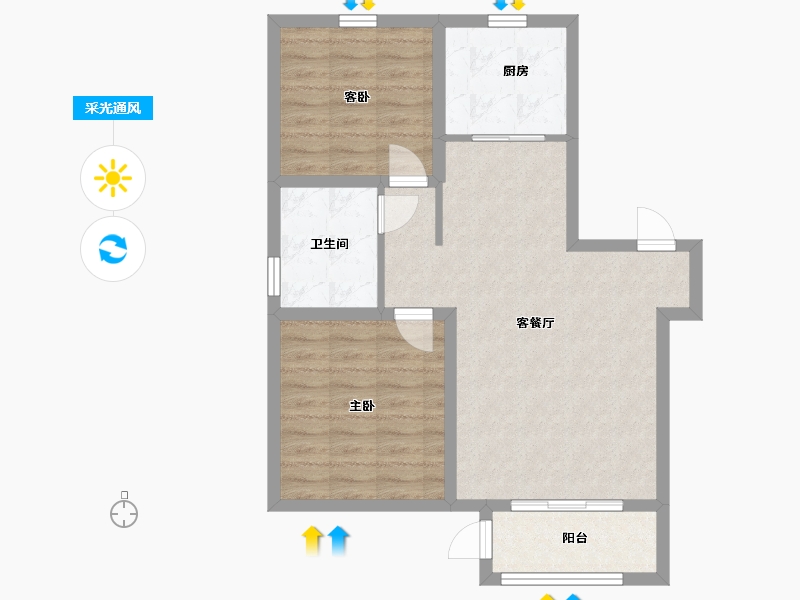 河北省-沧州市-金域华城-69.85-户型库-采光通风